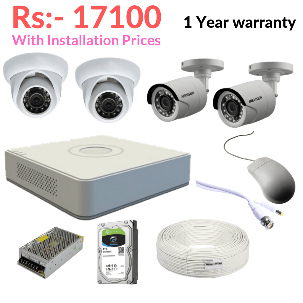 4 CCTV Camera Installation Package in 5 MP - Hikvison