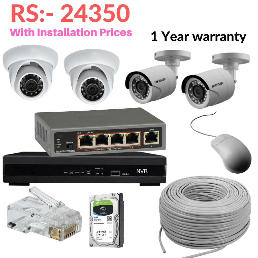 4 CCTV IP Camera Installation Package