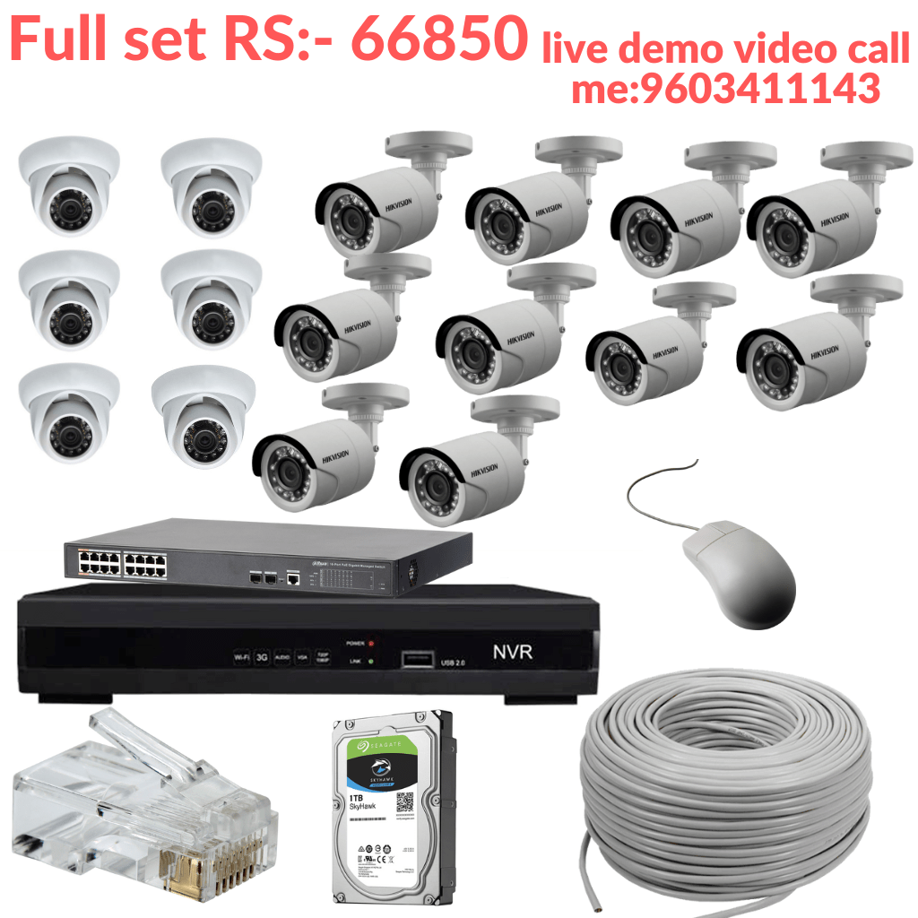 16 Cameras HIKVISION 2MP IP CCTV Camera Full Set